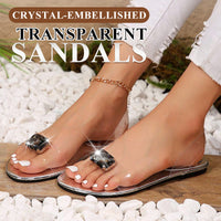 💖Flat sandals with clear rhinestones for women