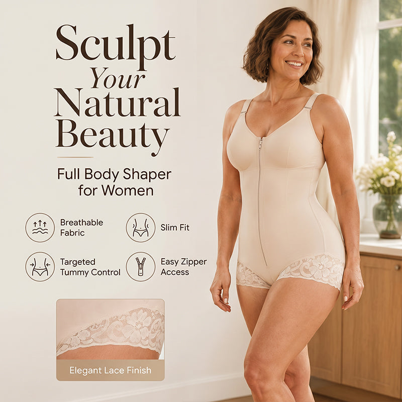 🌸 52% OFF NOW! 🌸Women's Tummy Control Zip-Up Shapewear Bodysuit