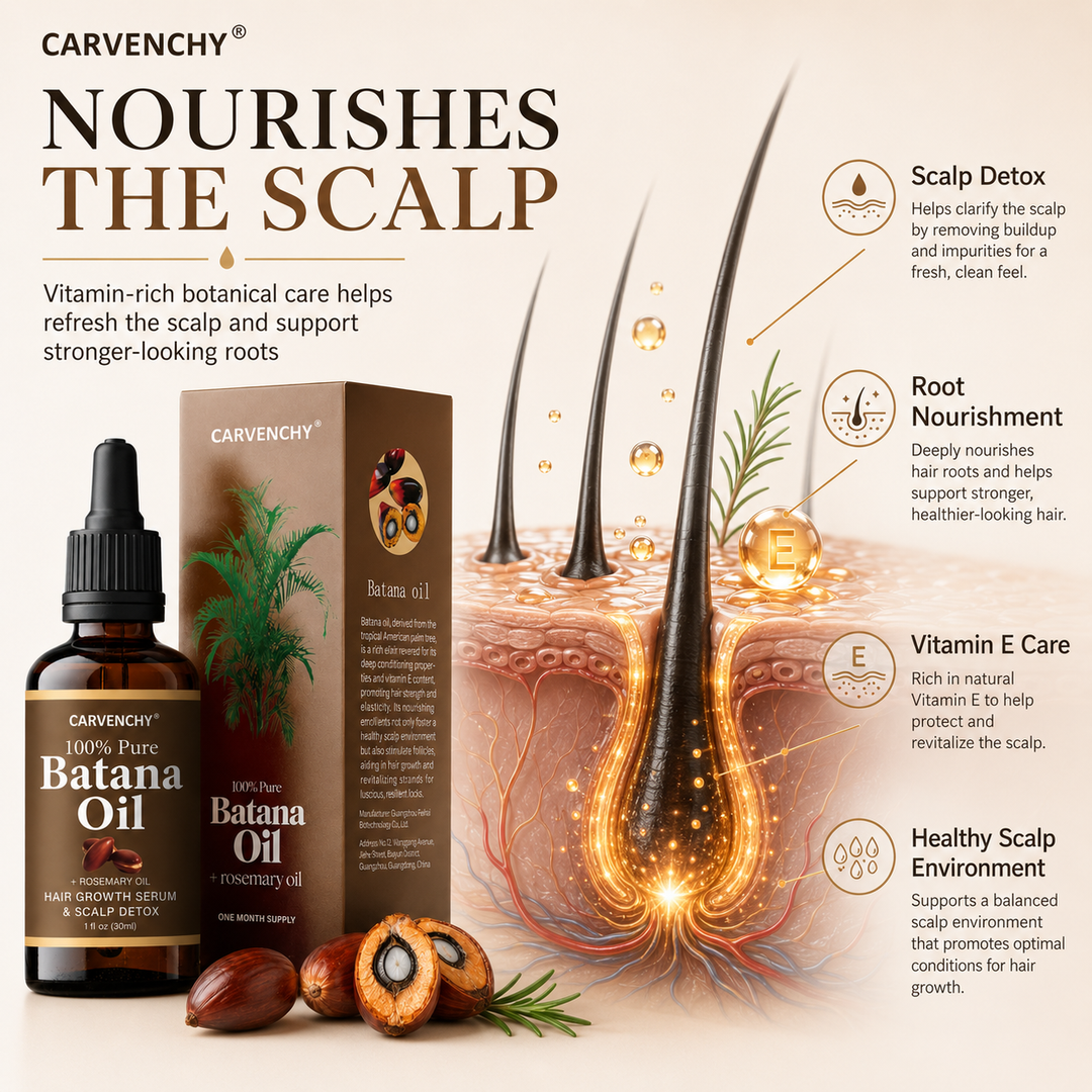 Batahna oil, strengthens healthy hair, makes hair longer, denser, and thicker