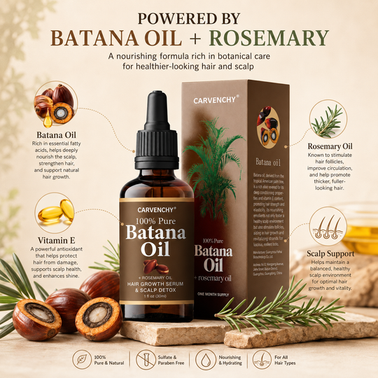 Batahna oil, strengthens healthy hair, makes hair longer, denser, and thicker