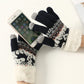Warm Touchscreen Knit Gloves with Reindeer and Snowflake Pattern