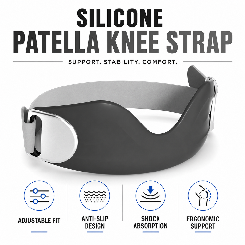 ⏳Time-Limited Special Silicone ⏰Patella Knee Strap for Pain Relief – Shock Absorption & Ergonomic – Adjustable & Anti-Slip 🏃‍♂️