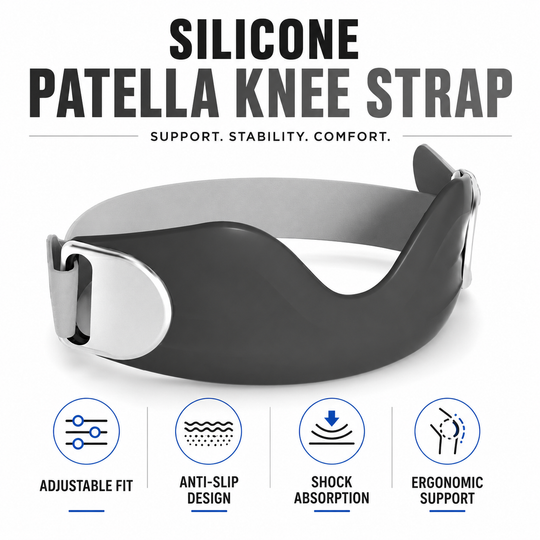 ⏳Time-Limited Special Silicone ⏰Patella Knee Strap for Pain Relief – Shock Absorption & Ergonomic – Adjustable & Anti-Slip 🏃‍♂️