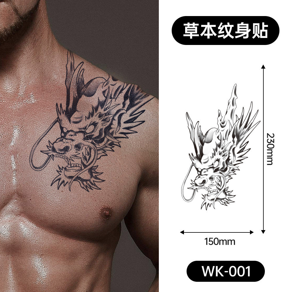Large Black Temporary Tattoo Stickers - Tribal Wolves, Tigers, Lions, Snakes, Skulls, 12 Fake Tattoo Stickers for Men & Women Arm Designs