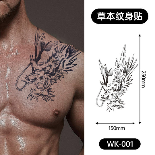 Large Black Temporary Tattoo Stickers - Tribal Wolves, Tigers, Lions, Snakes, Skulls, 12 Fake Tattoo Stickers for Men & Women Arm Designs