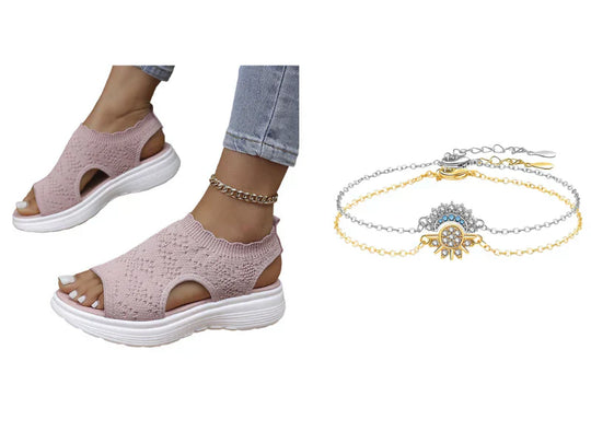 💐Women's Breathable Knit Platform Sandals – Air-permeable knit upper, cushioned sole & lightweight comfy summer footwear ✨