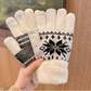 Warm Touchscreen Knit Gloves with Reindeer and Snowflake Pattern