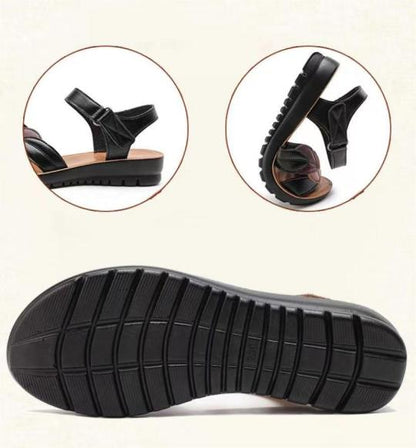 Comfortable Ultra Leather Platform Orthopedic Shoes - Leaves