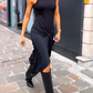 Round Neck Sleeveless Tie Solid Color Dress