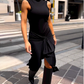 Round Neck Sleeveless Tie Solid Color Dress