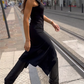 Round Neck Sleeveless Tie Solid Color Dress