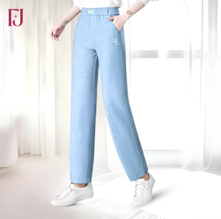 Women's High-Waisted Stretchy Straight-Leg Pants