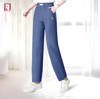 Women's High-Waisted Stretchy Straight-Leg Pants