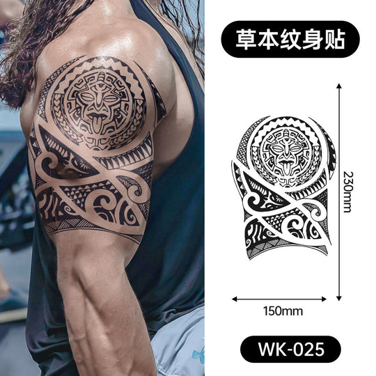 Large Black Temporary Tattoo Stickers - Tribal Wolves, Tigers, Lions, Snakes, Skulls, 12 Fake Tattoo Stickers for Men & Women Arm Designs