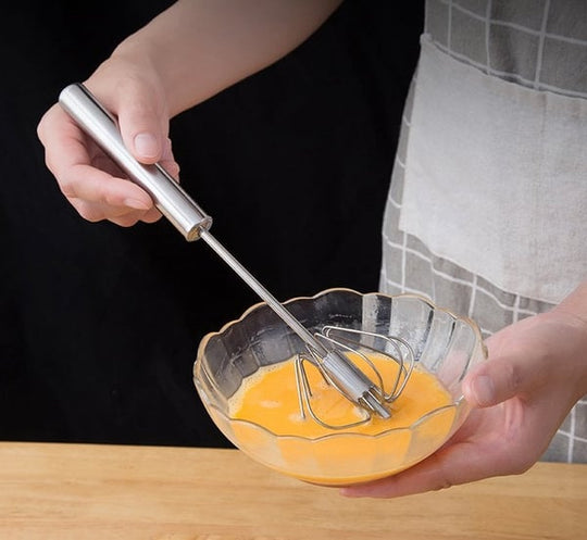 AA Stainless Steel Hand-Push Rotary Whisk - Food-Grade Rust