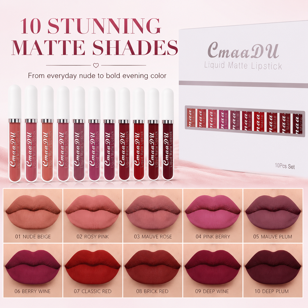 💜10Pcs Matte Waterproof  Long Lasting Lip Gloss