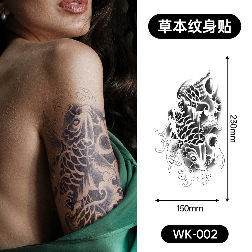 Large Black Temporary Tattoo Stickers - Tribal Wolves, Tigers, Lions, Snakes, Skulls, 12 Fake Tattoo Stickers for Men & Women Arm Designs