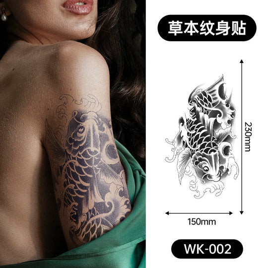 Large Black Temporary Tattoo Stickers - Tribal Wolves, Tigers, Lions, Snakes, Skulls, 12 Fake Tattoo Stickers for Men & Women Arm Designs
