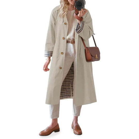 Imily Bela Women's Long Trench Coat Single Breasted Oversized Windproof Overcoat Fashion Outerwear