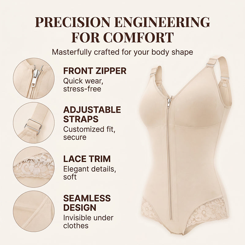 🌸 52% OFF NOW! 🌸Women's Tummy Control Zip-Up Shapewear Bodysuit