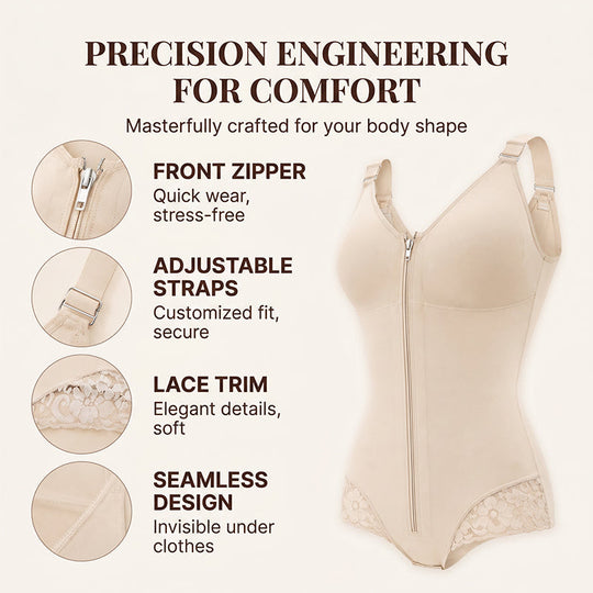 🌸 52% OFF NOW! 🌸Women's Tummy Control Zip-Up Shapewear Bodysuit