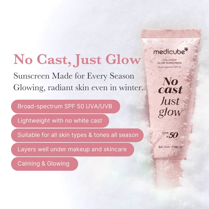 [NEW] [medicube] No Cast Just Glow Collagen Sunscreen | SPF 50 Broad Spectrum Face Sunscreen