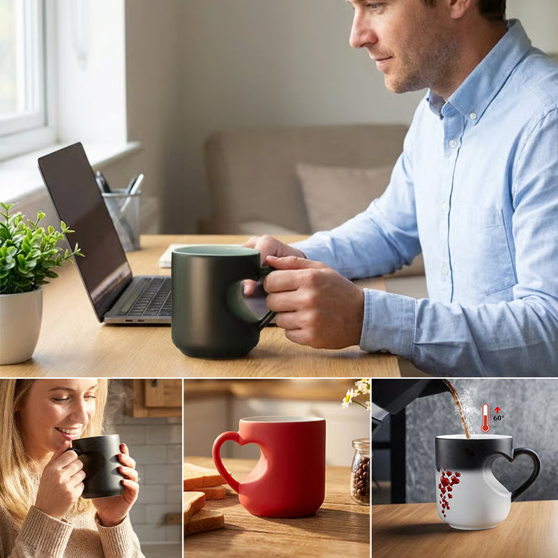 2-piece set💖Heart Handle Magic Mug - Color Changing Valentine's Coffee Cup