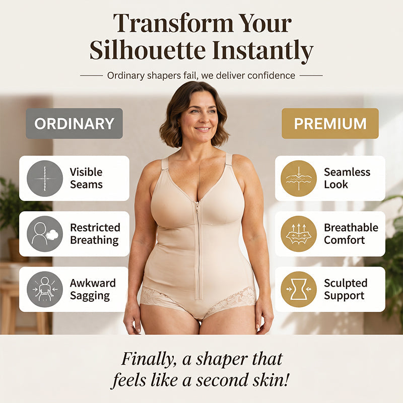 🌸 52% OFF NOW! 🌸Women's Tummy Control Zip-Up Shapewear Bodysuit