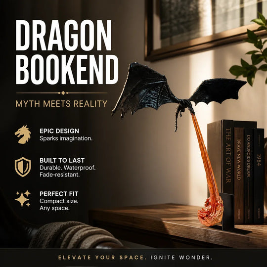 🔥 50% OFF – LIMITED TIME 🐉 Dragon Flame Book Nook – Flying Dragon Bookshelf Ornament for Book Lovers
