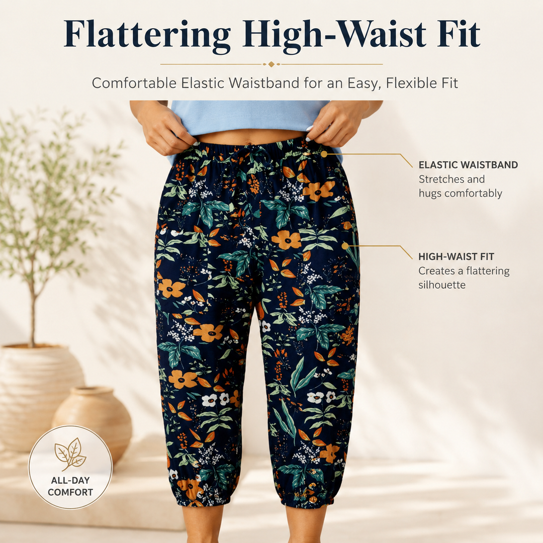 Vintage Floral High-Waist Jogger Pants