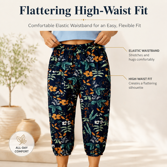 Vintage Floral High-Waist Jogger Pants