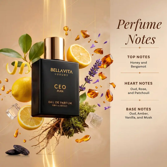 BellaVita Luxury's CEO Man Eau De Parfum 100ml (3.38 Fl.oz) | Lemon, Lavender, Tonka & Agarwood | Long Lasting Perfume for Men | Vegan Perfume | Perfect Gift for Men