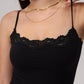 Padded Lace Cami Top Double Lined Sexy Tank Top Spaghetti Strap Club Party Shirt