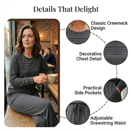 🔥 LAST DAY – 50% OFF! 💐 Women’s Crew-Neck Top & Drawstring Trousers Set