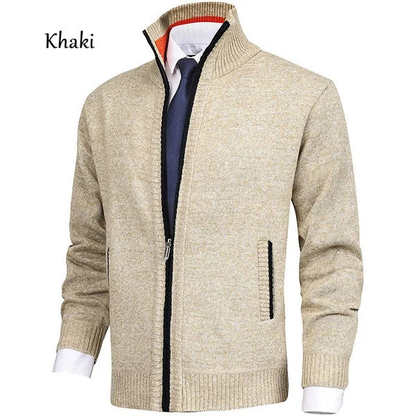 Solid Color Stand Collar Fashion Cardigan