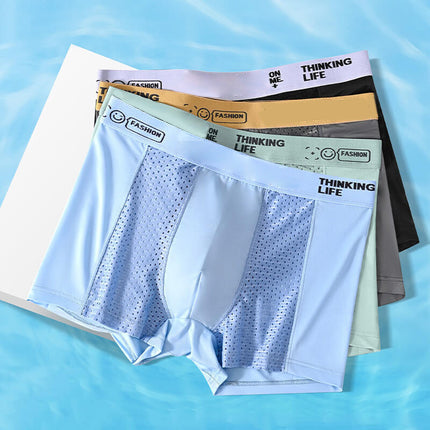 🔥Men's Ice Silk Breathable Mesh Boxer Briefs（4 Piece Set）🔥