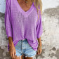 V-neck Hollow Knitted Top