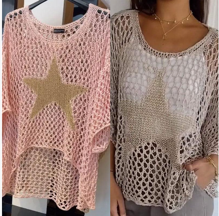 ⏰50% discount⌛🔥Women's Fashion Round Neck Crochet Knit Fishnet Top