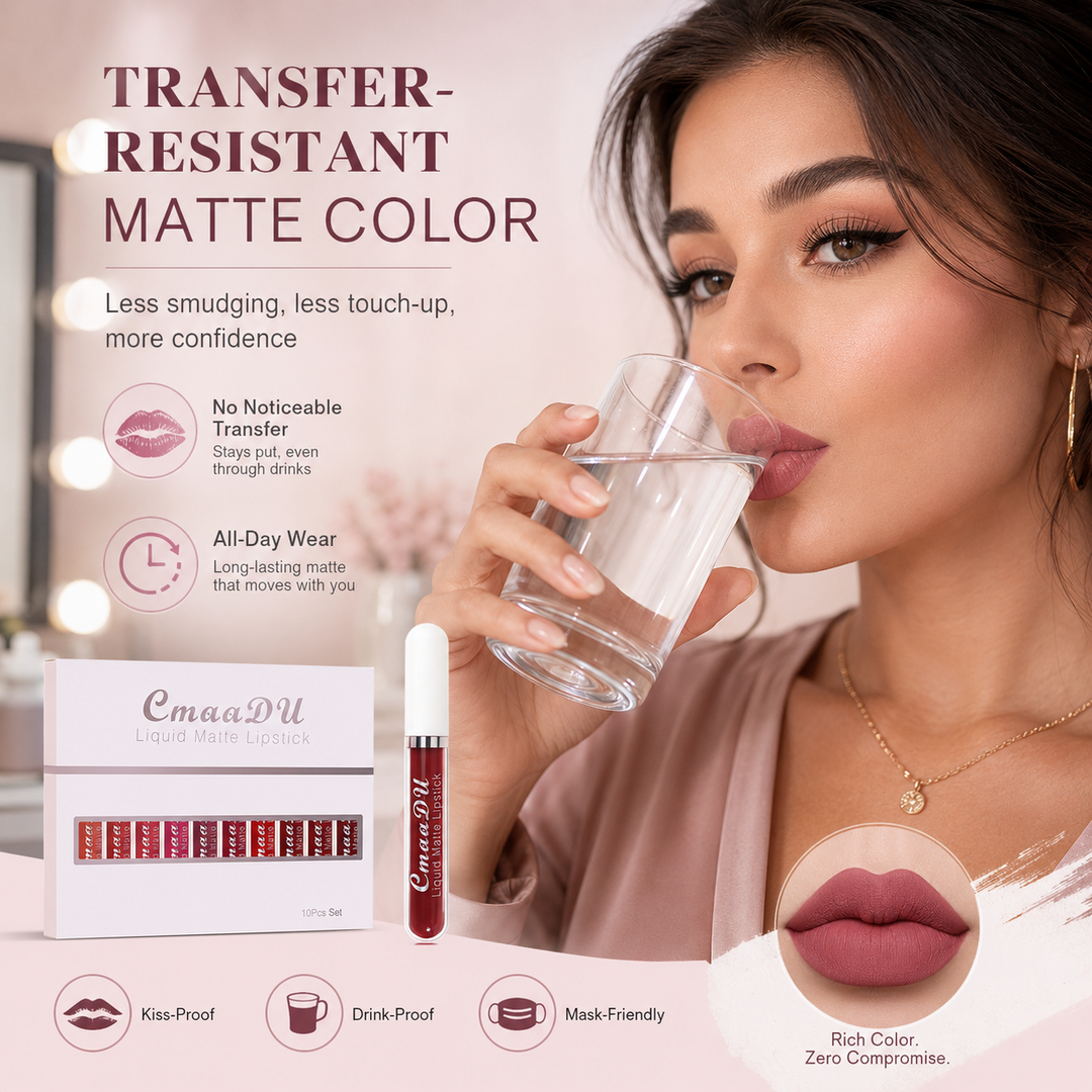 💜10Pcs Matte Waterproof  Long Lasting Lip Gloss