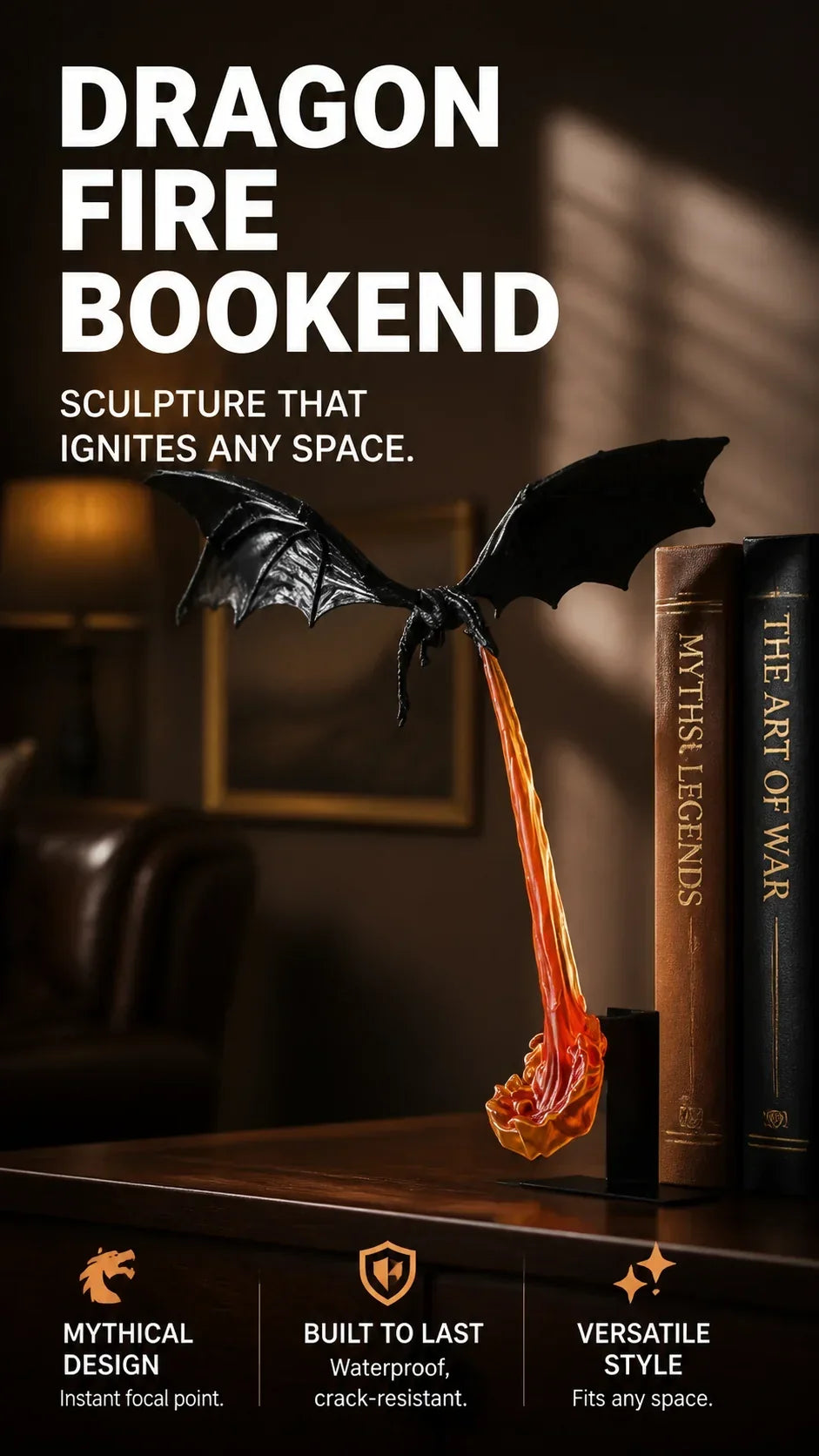 🔥 50% OFF – LIMITED TIME 🐉 Dragon Flame Book Nook – Flying Dragon Bookshelf Ornament for Book Lovers