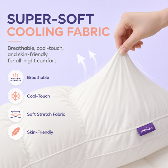 Mellow Sleep | Mellow Puff Pillow – Soft Quilted Puff Grid Design Pillow, Fluffy Plush Bed Pillow with Cloud Like Comfort, Breathable Support Pillow for Side, Back & Stomach Sleepers, Cozy Bed Pillow for Better Sleep