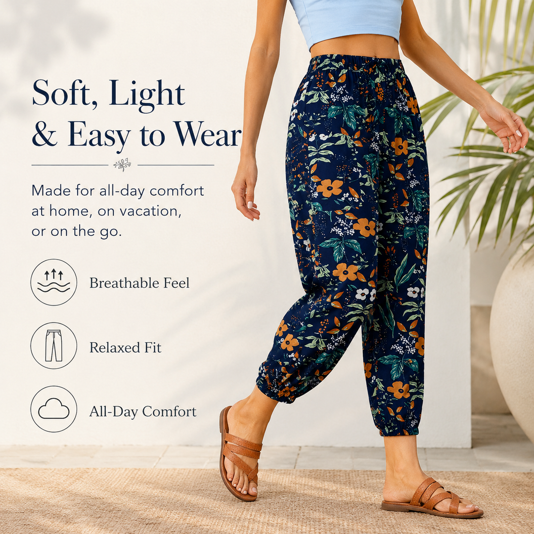 Vintage Floral High-Waist Jogger Pants