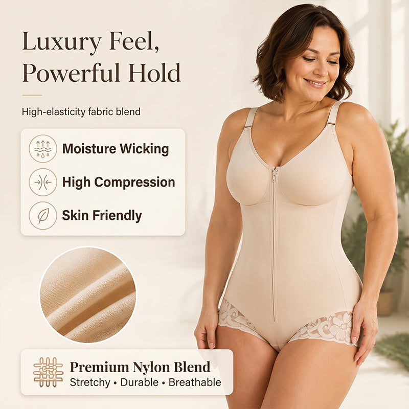 🌸 52% OFF NOW! 🌸Women's Tummy Control Zip-Up Shapewear Bodysuit