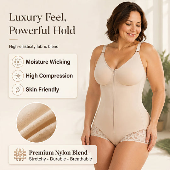 🌸 52% OFF NOW! 🌸Women's Tummy Control Zip-Up Shapewear Bodysuit