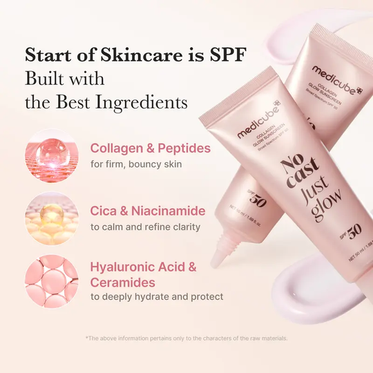 [NEW] [medicube] No Cast Just Glow Collagen Sunscreen | SPF 50 Broad Spectrum Face Sunscreen