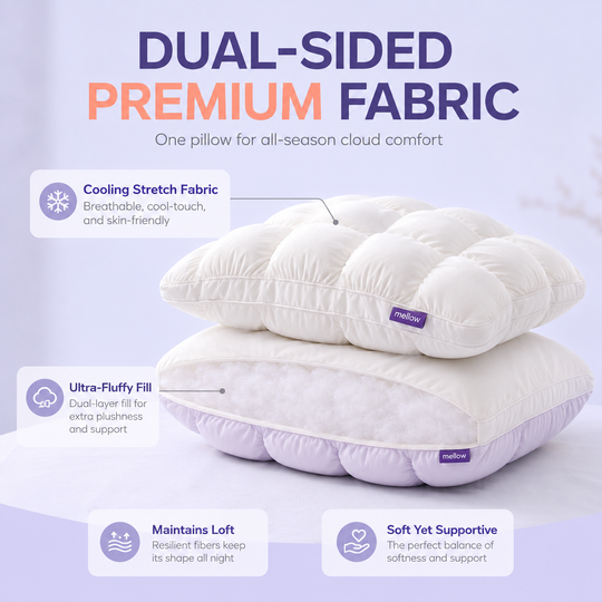 Mellow Sleep | Mellow Puff Pillow – Soft Quilted Puff Grid Design Pillow, Fluffy Plush Bed Pillow with Cloud Like Comfort, Breathable Support Pillow for Side, Back & Stomach Sleepers, Cozy Bed Pillow for Better Sleep
