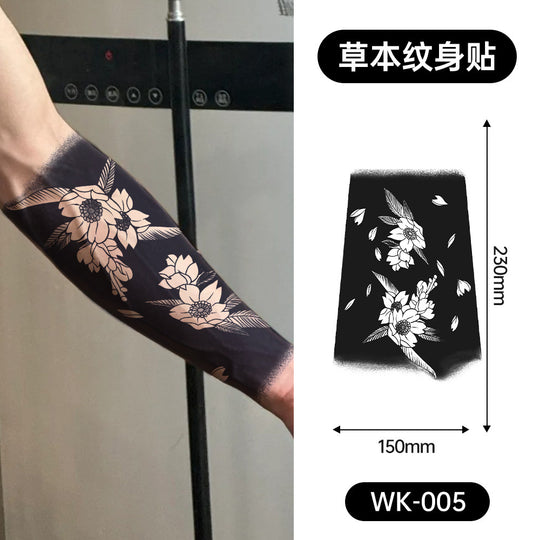 Large Black Temporary Tattoo Stickers - Tribal Wolves, Tigers, Lions, Snakes, Skulls, 12 Fake Tattoo Stickers for Men & Women Arm Designs