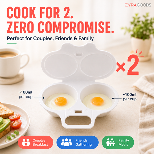 🍳Hot Sale 🔥 Dual Cavity Microwave Egg Poacher, Oil‑Free Quick Breakfast Egg Cooker, Food‑Safe Double‑Slot Egg Steamer for Fast Home Morning Meal Prep