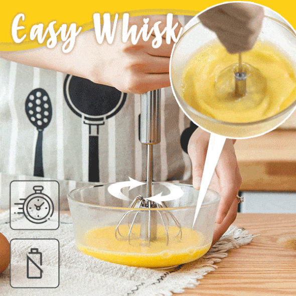 AA Stainless Steel Hand-Push Rotary Whisk - Food-Grade Rust