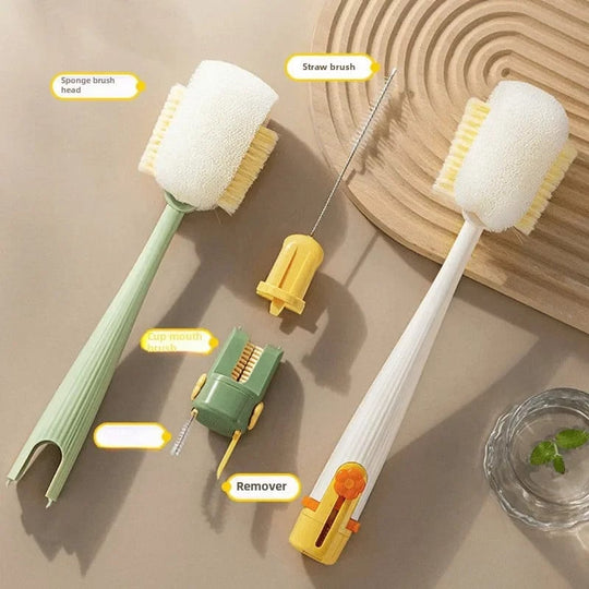 5-in-1 Bottle & Straw Cleaning Brush – Multifunctional Tool for Bottles, Cups, Straws (Cream White/Jasmine Green)-suhui